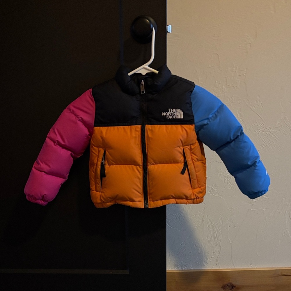 The North Face Kids' Colorblock Puffer Jacket - Orange, Pink & Blue